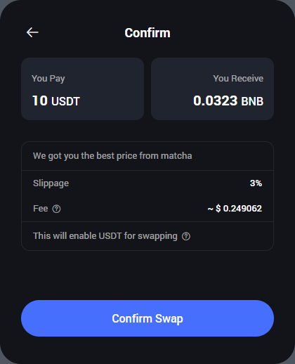 Confirm Swap